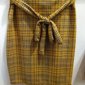 Vintage Polyester Yellow Plaid Skirt